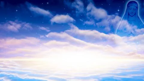 Mary on Cloud and sky Stock Photos