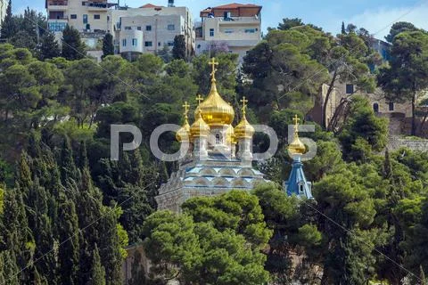 Mary Magdalene Convent on the Mount of Olives, Jerusalem Stock Photos