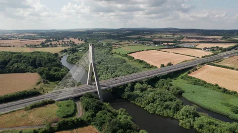 Mary McAleese Boyne Valley Bridge - Cinematic Aerial Drone Footage - Ireland Stock Footage 168152001