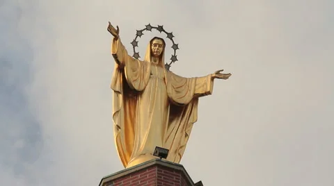 Mary Statue with clouds tight Stock Footage 1807452