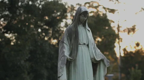 Mary Statue At Sunset Stock Footage 51444924