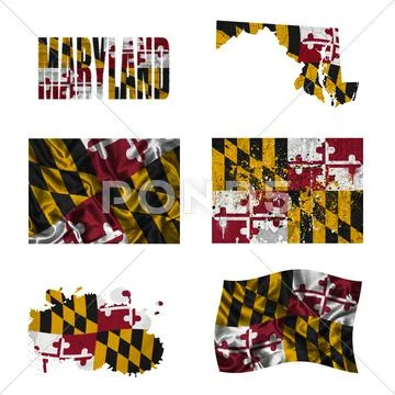 Maryland flag collage Stock Illustration