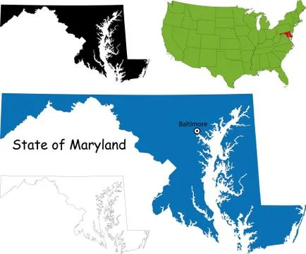 Maryland map Illustrazione stock