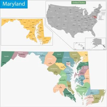 Maryland map Stock Illustration