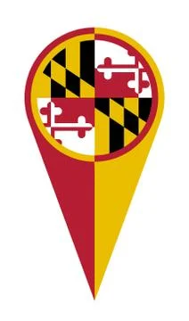 Maryland Map Pointer Location Flag Stock Illustration