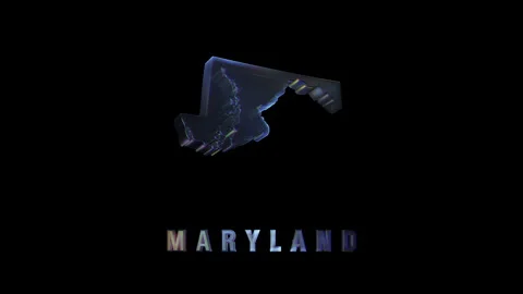 Maryland map shape with glitch distortion and chrome label Video stock 311756243