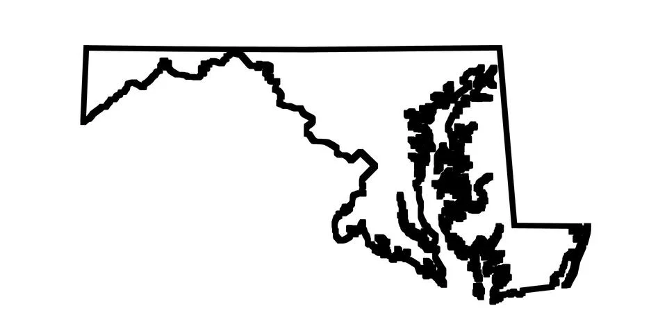 Maryland map. US state map. Maryland outline symbol Stock Illustration