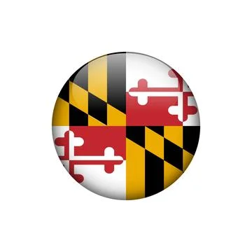Maryland Round Circle Button Flag of the US States Vector Template Stock Illustration