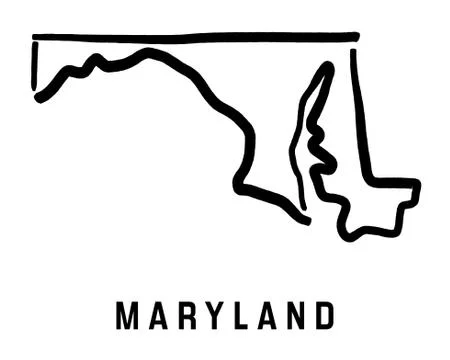 Maryland simple logo. State map outline - smooth simplified US state shape ma Ilustração Stock
