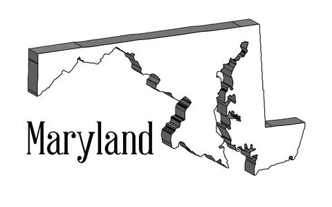 Maryland State 3D Map Stock Illustration