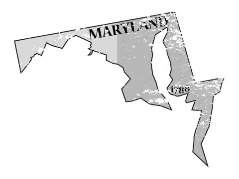 Maryland State and Date Map Grunged 스톡 일러스트