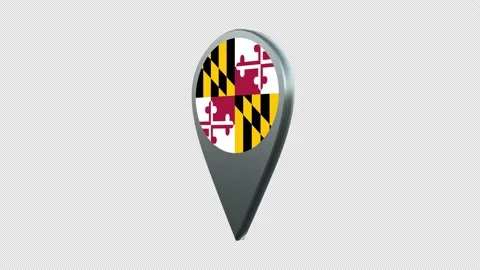 Maryland State Flag Location Map Marker Pin With Alpha Channel Looped Stock Footage 239456815