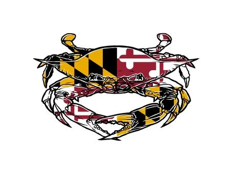 Maryland State Flag Patterned Blue Crab Illustration Ilustración de archivo
