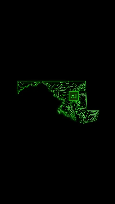 Maryland State Map AI Chipset Technology Opener Stock Footage 337184246