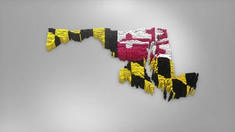 Maryland State Map with Flag Intro Background Stock Footage 315166034