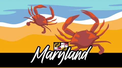 Maryland state with red crab Stock Footage 336157045