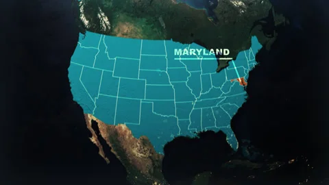 Maryland US State Satellite Map Animation V2 Stock Footage 310314148