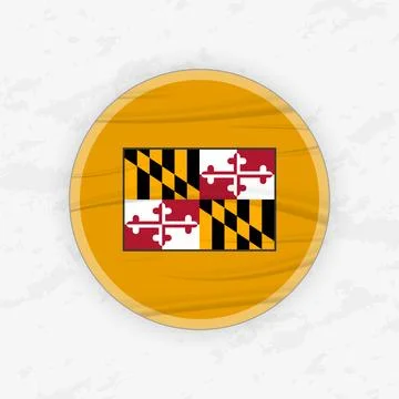 Marylander Flag in a Circular Emblem Design, Abstract Round Sticker Illustr.. Stock Illustration