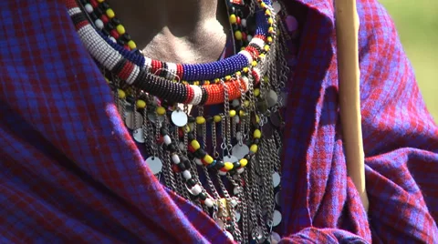 Masai bead necklace Stock Footage 33691163