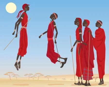 Masai dancing Illustrazione stock