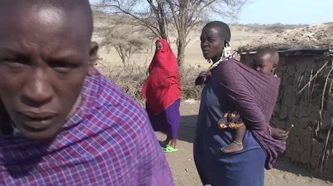 Masai tribesman looking to the camera (close up). Tanzania Stock Footage 56343610