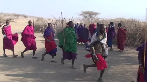 Masai tribesmen are dancing Video stock 55930187