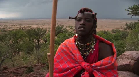 Masai Warrior Stock Footage 24655923