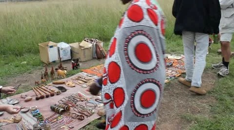 Masai Woman Displays Curious for Tourists (HD) Stock Footage