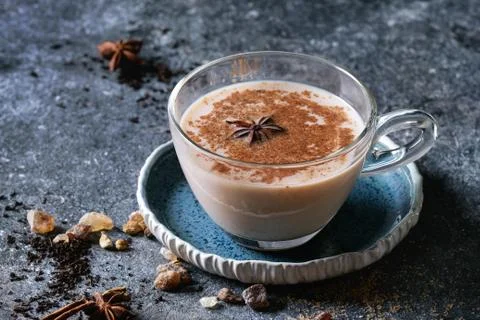 Masala chai with ingredients Stock Photos