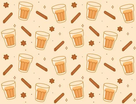 Masala chai tea pattern Stock Illustration