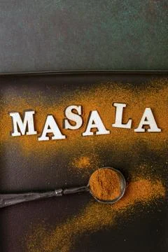 Masala spice with text Stock Photos