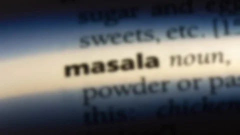Masala word in a dictionary. Stock Footage 99563448