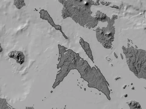 Masbate, Philippines. Bilevel elevation map with lakes and rivers Stock Illustration