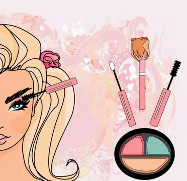 Mascara Applying. Makeup Closeup. Stock Illustration