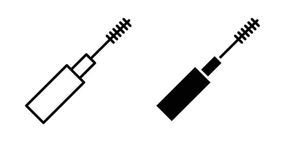 Mascara brush icon solid, line, and editable vector set. Stock Illustration