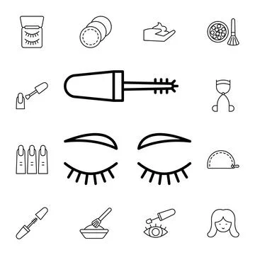 Mascara, eye flat vector icon in beauty pack Illustrazione stock