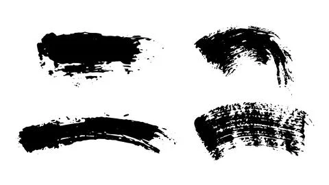 Mascara smears texture collection. Vector scribble black brush strokes set Stock Illustration