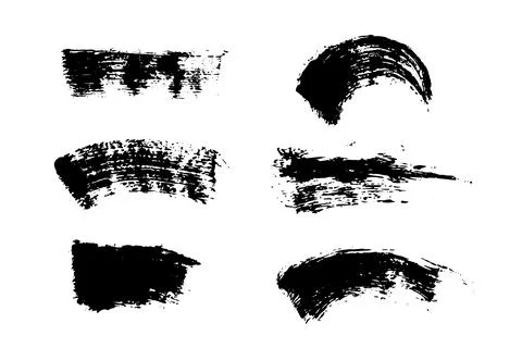 Mascara smears texture collection. Vector scribble black brush strokes set Stock Illustration