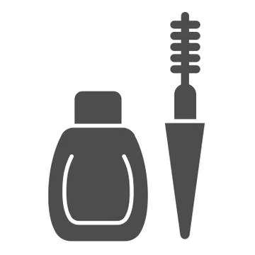 Mascara solid icon. Eyes makeup vector illustration isolated on white. Mascara Stock Illustration