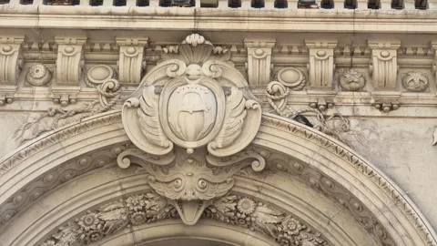 Mascaron on Oceanographic Museum Monaco - Static Daytime View Stock Footage 346562879