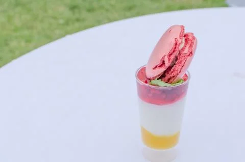 Mascarpone mousse with macaroons Stock Photos