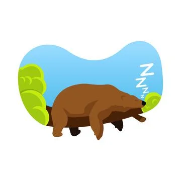 The mascot of the bear character is sleeping in the tree Stock Illustration