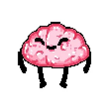 Mascot brain character pixel art vector illustration Stock Illustration