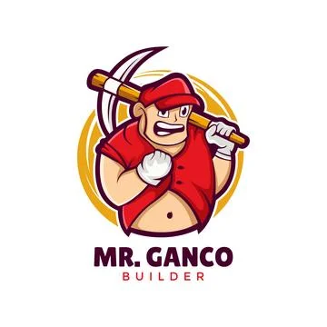 Mascot Builder Logo Modern Vector Design Template Illustrazione stock