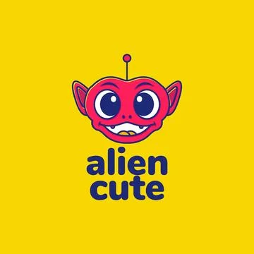 Mascot cartoon alien creature space sky cute smile colorful logo design vec.. Stock Illustration