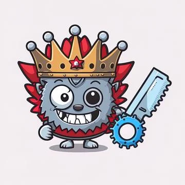 Mascot cartoon of saw blade as a king , Stock Illustration