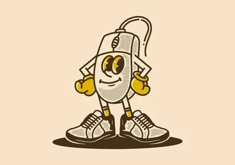 Mascot character of a computer mouse in an upright standing position Stock Illustration