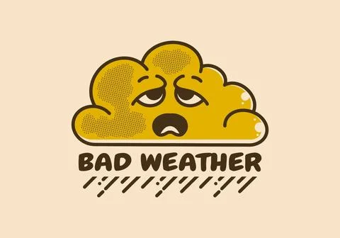 Mascot character design of a cloud with sad face Stock Illustration