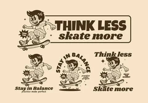 Mascot character design of a guy jumping on skateboard Stock Illustration