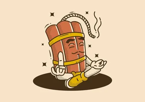 Mascot character design of tnt dynamite in meditation pose Illustrazione stock